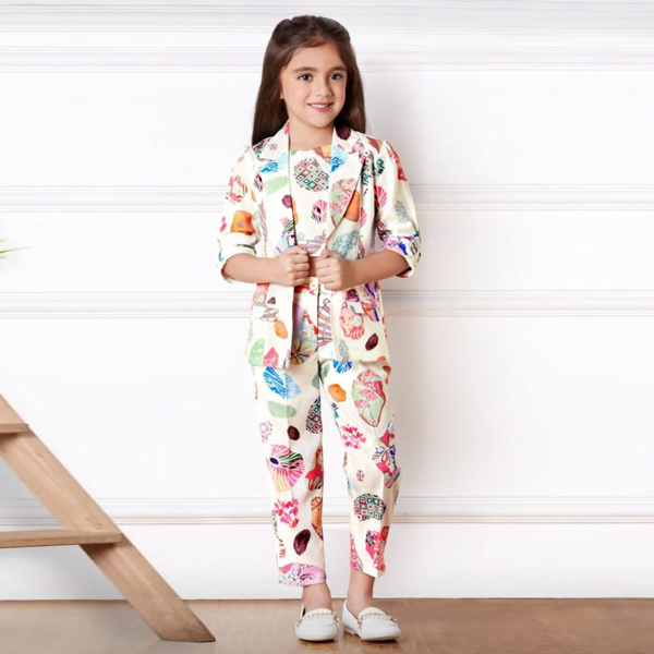 Beautiful Little Twill Cotton Petal Luxe Blazer Set 1986