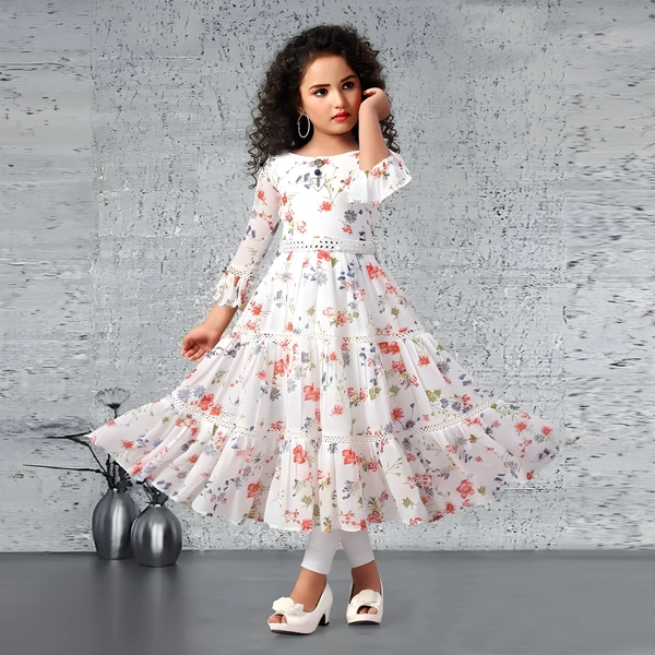 Elegance Bloom – White Floral Layered Party Dress for Girls-Baby_dress 1782