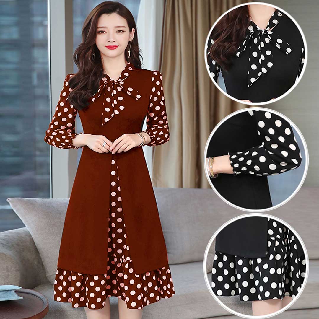 Stylish Dot Print Long Koti Kurti Dress 1817